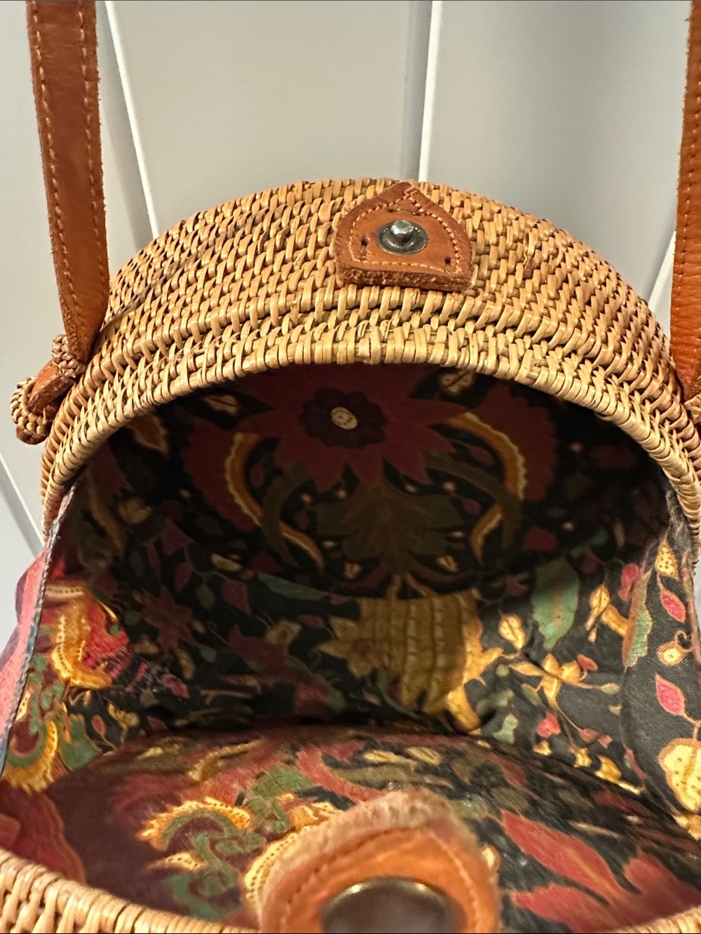 Round Woven Crossbody Bag in Brown - Picture 4 of 8